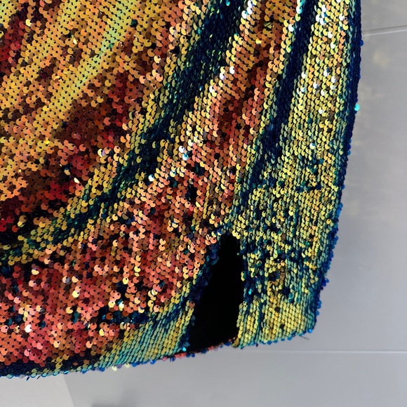 REVOLVE about us sequin mini dress open back orange/yellow formal party event S - Picture 10 of 14